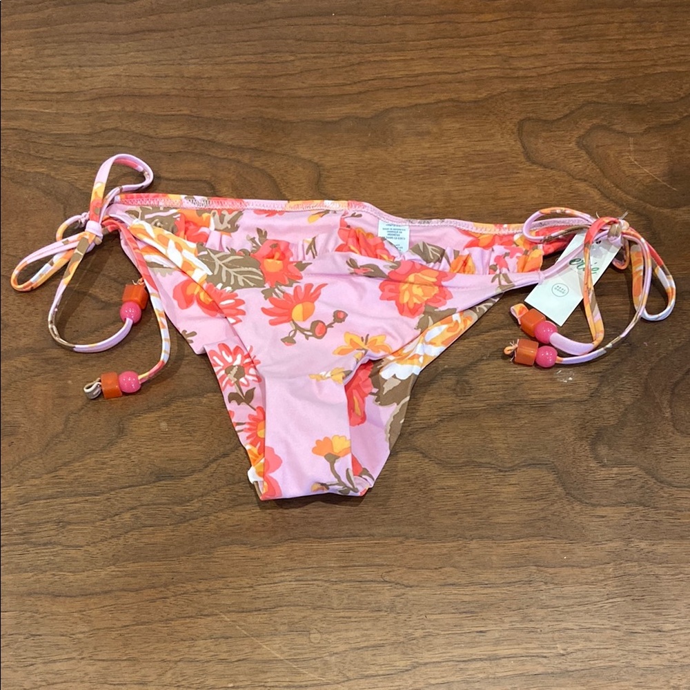 Aerie Pink Floral Cheekier Bikini Bottom NWT Size S